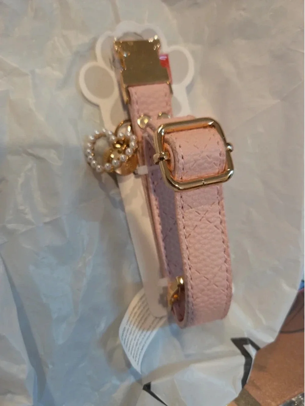 Pink dog collar with charm